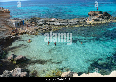 Idilliaco calo des Mort, Playa Migjorn Formentera, Foto Stock