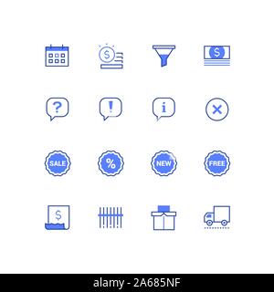 Pianificazione e organizzazione di una linea sottile set di icone Illustrazione Vettoriale