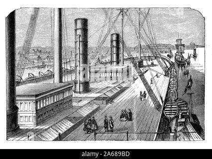 Dopo il ponte della Great Eastern ferro vela steamship lanciato nel 1858 la nave più grande mai costruito in quel momento Foto Stock