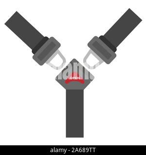 Cintura di sicurezza con due elementi di fissaggio. Design piatto Illustrazione Vettoriale