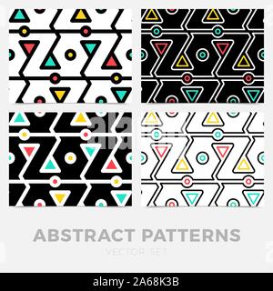 Raccolta di strisce di seamless dei motivi geometrici. Progettazione digitale Illustrazione Vettoriale