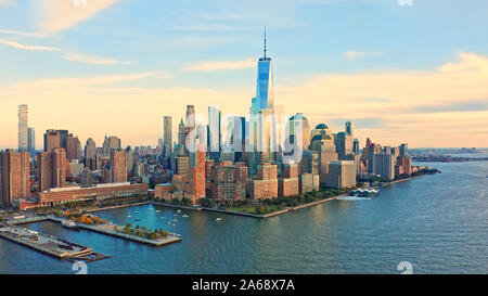 Vista aerea di Lower Manhattan grattacieli Foto Stock