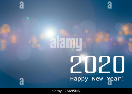 Felice anno nuovo 2020 e bokeh di luci per il nuovo anno banner, poster Foto Stock