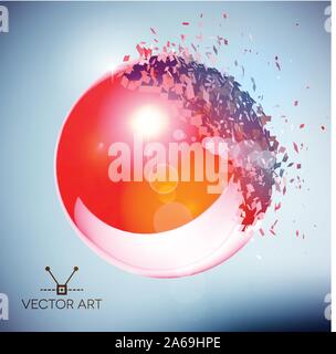 Red 3D sfera esplosa in pezzi Illustrazione Vettoriale