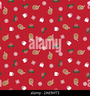 Coloratissima festa di natale vacanze pattern seamless sfondo nel vettore - adatto per imballaggio, web design, grafica tessile moda, sfondo Illustrazione Vettoriale