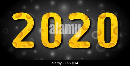 Felice anno nuovo 2020. Le figure dal formaggio Texture - Illustrazione Vettore Illustrazione Vettoriale