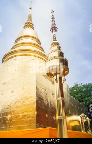 Wat Pra Singh bellissimo tempio in Chiang Mai, Thailandia, stock photo Foto Stock