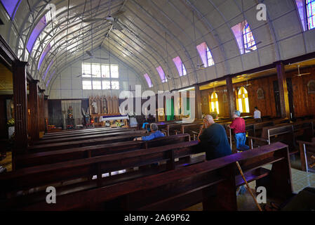 Santa Barbara chiesa, progettata da Alexandre-Gustave Eiffel, Santa Rosalia, Baja California Sur, Messico. Foto Stock