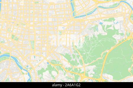 Versione stampabile cartina stradale di Taipei, Taiwan. Mappa modello per uso aziendale. Illustrazione Vettoriale