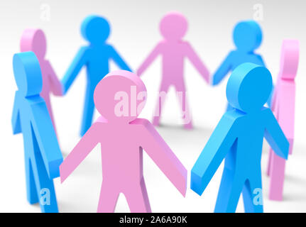 Round dance gruppo di persone concetto, rendering 3d. Foto Stock