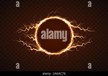 Cerchio elettrico con effetto di fulmini. Energia flash ring Illustrazione Vettoriale