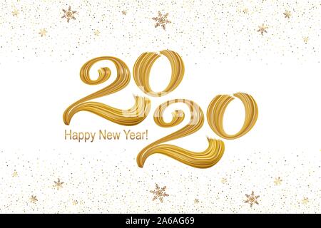 2020. Felice anno nuovo banner. Illustrazione vettoriale di un felice anno nuovo in oro e colori nero. Illustrazione Vettoriale