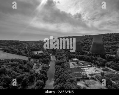Uno dei 2 Ironbridge carbone centrali elettriche costruite lungo il corso del fiume Severn in tutto il mondo per il famoso Ironbridge nello Shropshire, rivoluzione industriale Foto Stock
