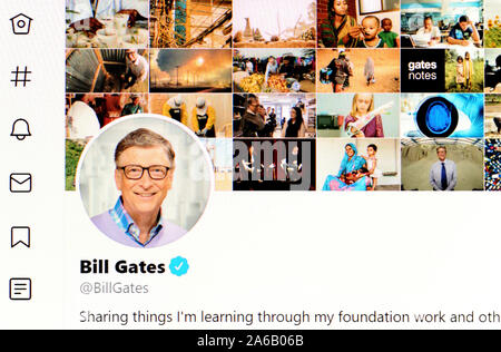 Pagina su Twitter (ott 2019) Bill Gates Foto Stock