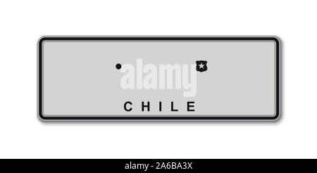 Numero di targa. Veicolo di licenza di registrazione del Cile Illustrazione Vettoriale