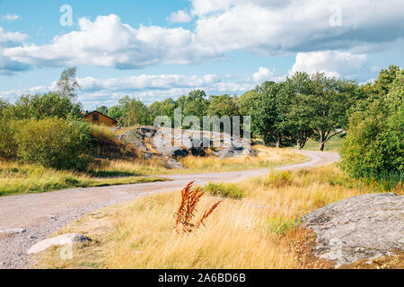 Paesaggio naturale a Suomenlinna fortezza sul mare a Helsinki in Finlandia Foto Stock