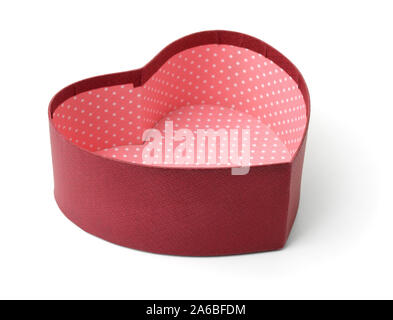 Aprire vuoto cuore rosso a forma di scatola regalo isolato su bianco Foto Stock