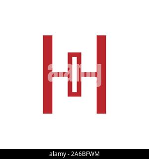 La lettera H icona logo design elementi di modello con il colore rosso - Vettore Illustrazione Vettoriale