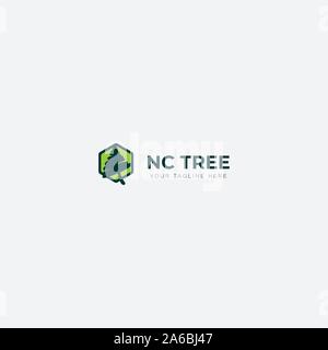 Naturale logo cerchio verde albero logo crescita delle finanze Illustrazione Vettoriale