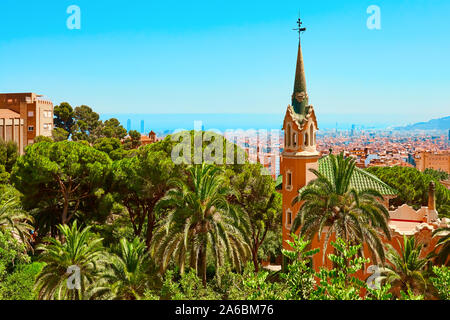 Barcellona. Parco Guell. Gaudi House Museum. Foto Stock