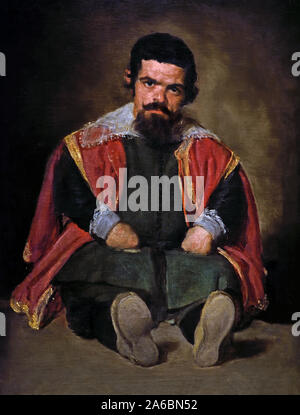 Il buffone El primo 1644 da Diego Velázquez (1599-1660) del XVII secolo la Spagna spagnolo. (Sebastián de Morra, il soggetto è stata recentemente identificata come il buffone di corte El Primo che hanno accompagnato il Filippo IV di Aragona nel 1644 dove Velázquez dipinto di lui) Foto Stock