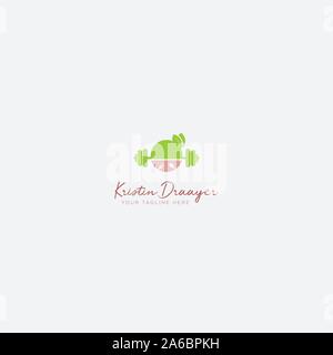 Nutrizione fitness logo design e naturale Illustrazione Vettoriale