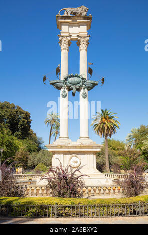 Christopher Columbus Monument Siviglia Monumento a Cristóbal Colón Jardines de Murillo Sevilla Siviglia Spagna Siviglia Andalusia Spagna UE Europa Foto Stock