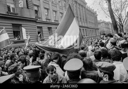 Le proteste per le strade di Zagabria, Croazia. 1991. Foto Stock