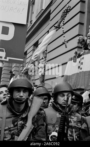 Le proteste per le strade di Zagabria, Croazia. 1991. Foto Stock