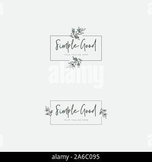 Design floreale con linea d'arte e logo femminile, logo semplice Illustrazione Vettoriale