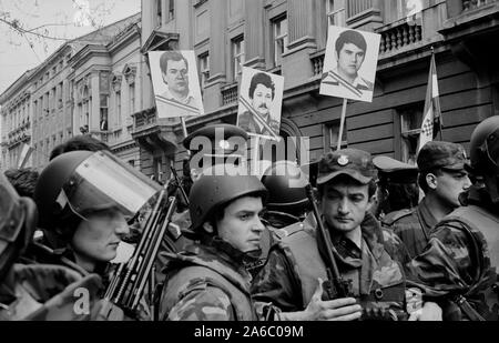 Le proteste per le strade di Zagabria, Croazia. 1991. Foto Stock