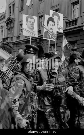 Le proteste per le strade di Zagabria, Croazia. 1991. Foto Stock