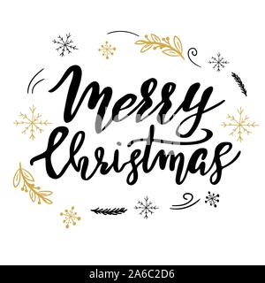 Modello di natale con scritte a mano. Illustrazione Vettoriale