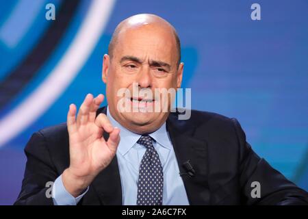 Italia, Roma, 23 ottobre 2019 : Nicola Zingaretti, leader del partito democratico, partecipa al talk show televisivo "Porta a Porta" Foto © Remo Casilli Foto Stock