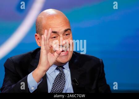 Italia, Roma, 23 ottobre 2019 : Nicola Zingaretti, leader del partito democratico, partecipa al talk show televisivo "Porta a Porta" Foto © Remo Casilli Foto Stock