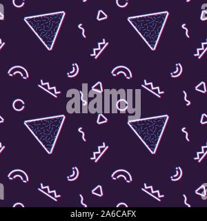 Il Neon seamless pattern con Memphis e 80s style Illustrazione Vettoriale