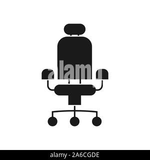 Sedia da ufficio icona con appoggiatesta riempito di contorno versione, design piatto. Logo per il design e la decorazione Illustrazione Vettoriale