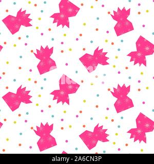 Christmas Cracker seamless pattern candy con coriandoli. Strappato regalo pacchetto di caramelle. Illustrazione Vettoriale