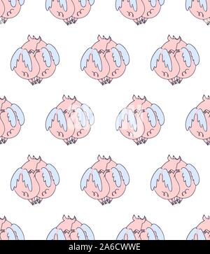 Vector seamless pattern del cartoon suini angeli a volare su sfondo bianco. Illustrazione Vettoriale