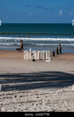 La spiaggia di Pontal de Maracaipe, un insediamento sulla spiaggia vicino alla città di Porto de Galinas, Stato di Pernambuco, Brasile. Foto Stock