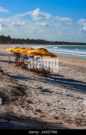 La spiaggia di Pontal de Maracaipe, un insediamento sulla spiaggia vicino alla città di Porto de Galinas, Stato di Pernambuco, Brasile. Foto Stock