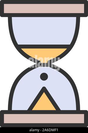Clessidra, sabbia guarda piatta linea colore icona. Illustrazione Vettoriale