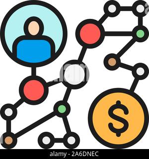La strategia aziendale di successo, modo, algoritmo di istruzioni colore piatto icona. Illustrazione Vettoriale