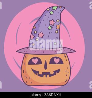 Happy halloween celebrazione incantevole con zucca hat illustrazione vettoriale Illustrazione Vettoriale