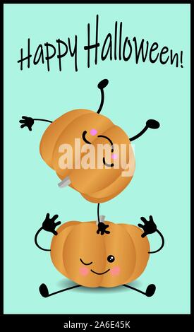 Funny zucche sono la riproduzione. Happy Halloween cartolina. Illustrazione Vettoriale