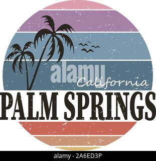 Palm Springs Città meta di viaggio. vettore logo maglietta Illustrazione Vettoriale