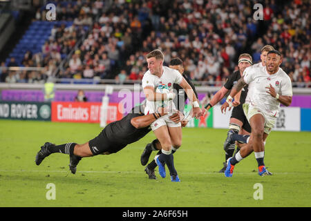 Yokohama, Giappone, 26 ottobre 2019. YOKOHAMA, A - 26.10.2019: COPPA DEL MONDO DI RUGBY 2019 ALL BLACKS X INGHILTERRA - Corrispondenza tra tutti i neri (Nuova Zelanda) e Inghilterra (Inghilterra) per la Coppa del Mondo di Rugby 2019 semifinali tenutosi a Yokohama International Stadium di Yokohama, Giappone. (Foto: Bruno Ruas/Fotoarena) Credito: Foto Arena LTDA/Alamy Live News Credito: Foto Arena LTDA/Alamy Live News Foto Stock