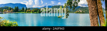 Uno dei laghi più belli d' Europa sul lago di Bled in Slovenia Foto Stock