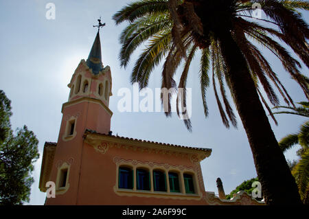 Casa Gaudi presso il Parco Guell di Barcellona, Spagna Foto Stock