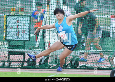 Honjo Athletic Stadium, Fukuoka, Giappone. 26 ott 2019. Mizuki Handa, Ottobre 26, 2019 - Atletica leggera : quarantunesima Kitakyusyu atletica carnevale Donne Lancio del disco a Honjo Athletic Stadium, Fukuoka, Giappone. Credito: MATSUO.K AFLO/sport/Alamy Live News Foto Stock